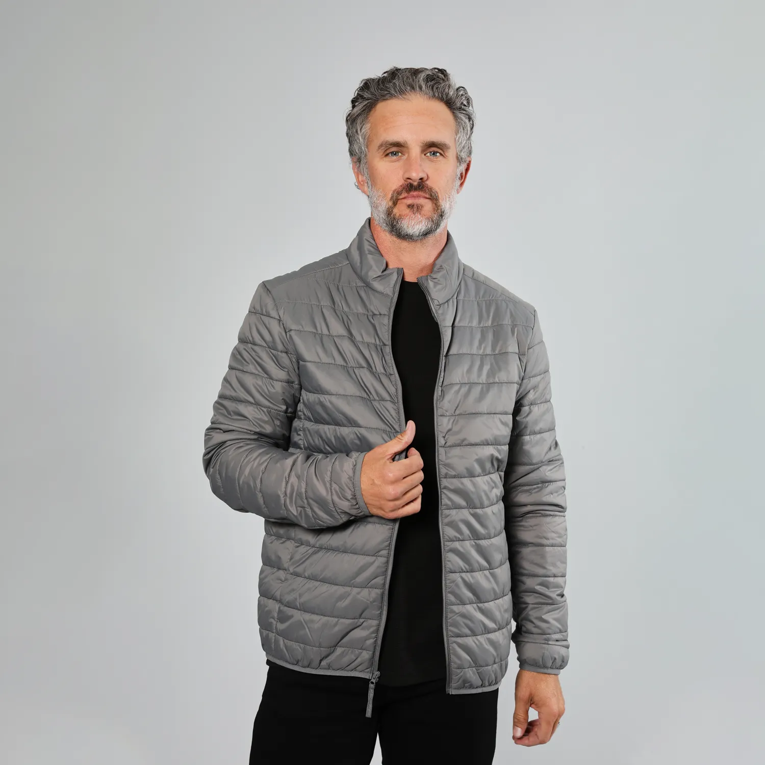 Gun Metal Quilted Puffer Jacket