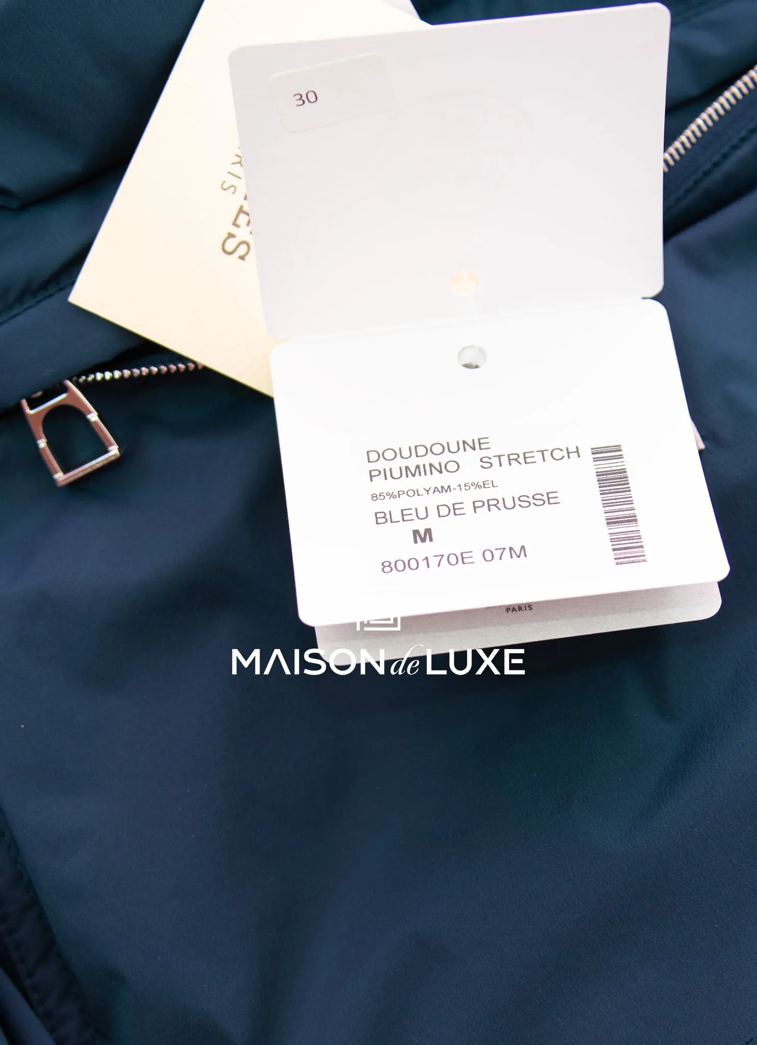 Hermes Bleu de Prusse Piumino Puffer Coat M