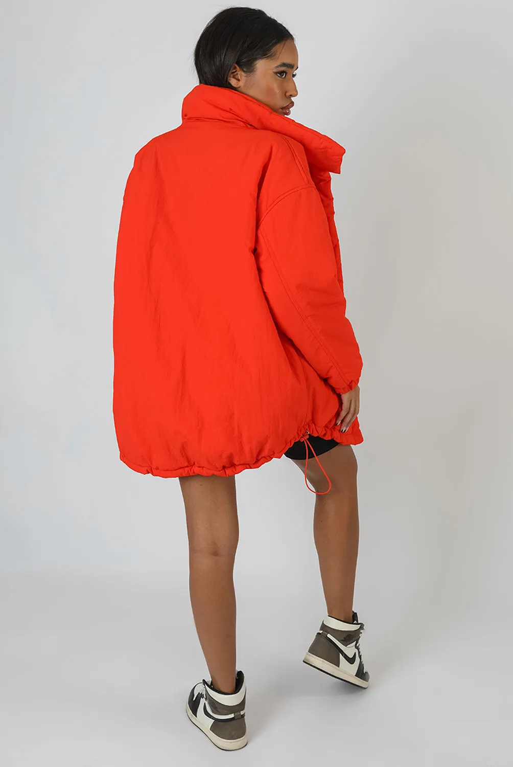 High Neck Puffer Jacket Orange