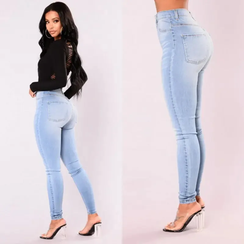 High-Waist Skinny Denim Jeans