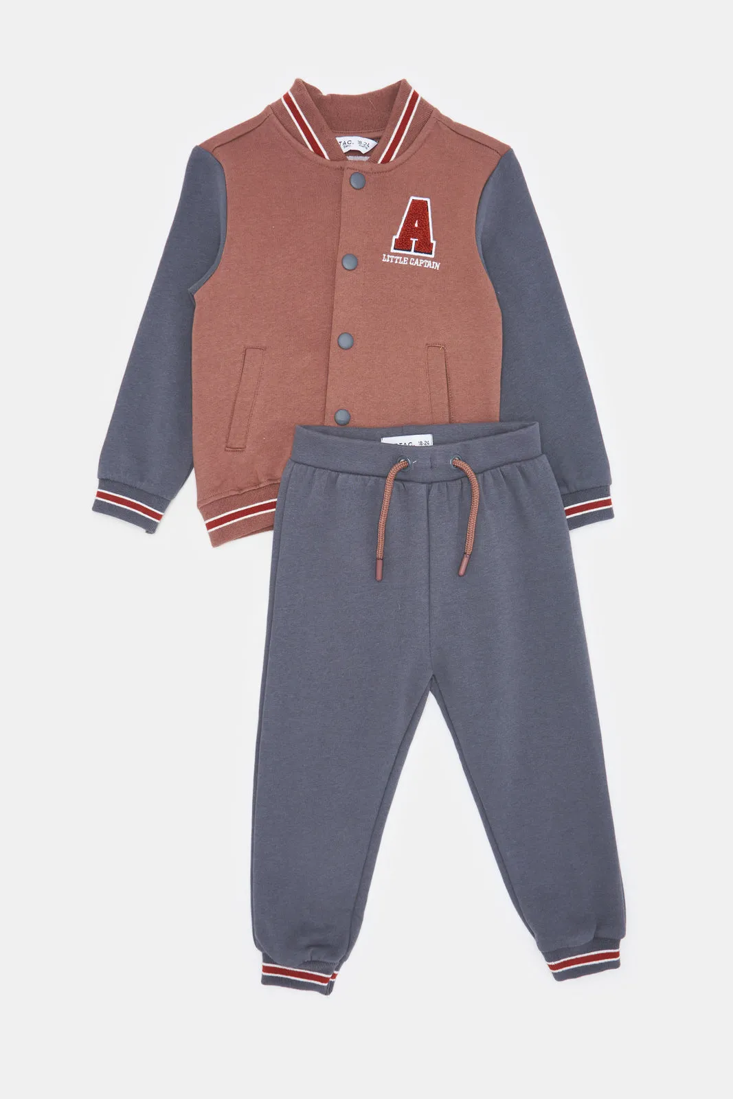 Infant Boys Brown Varsity Jogging Suit Set (2 Piece)