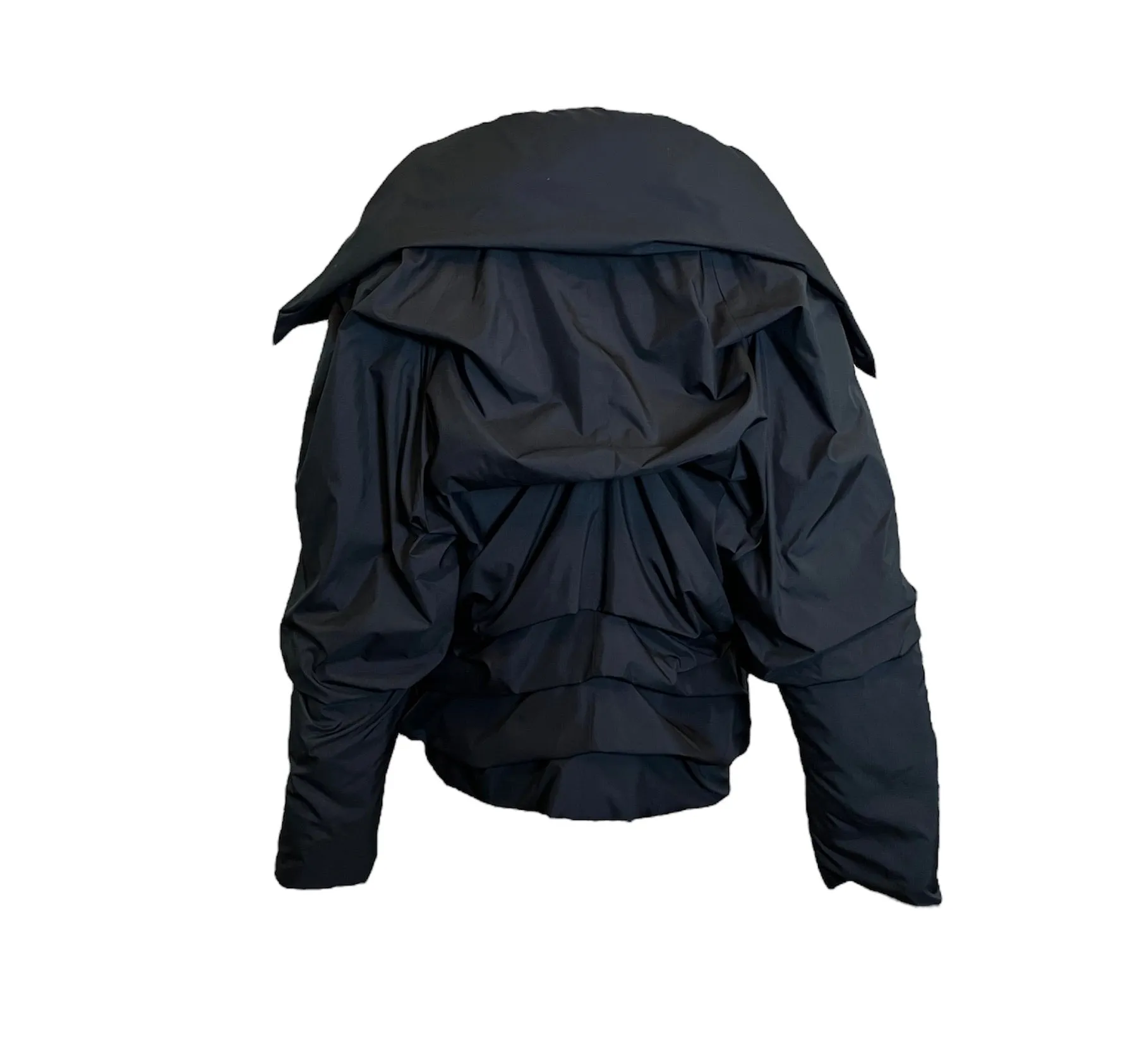 Issey Miyake Y2K Black Nylon Ruched Puffer Jacket