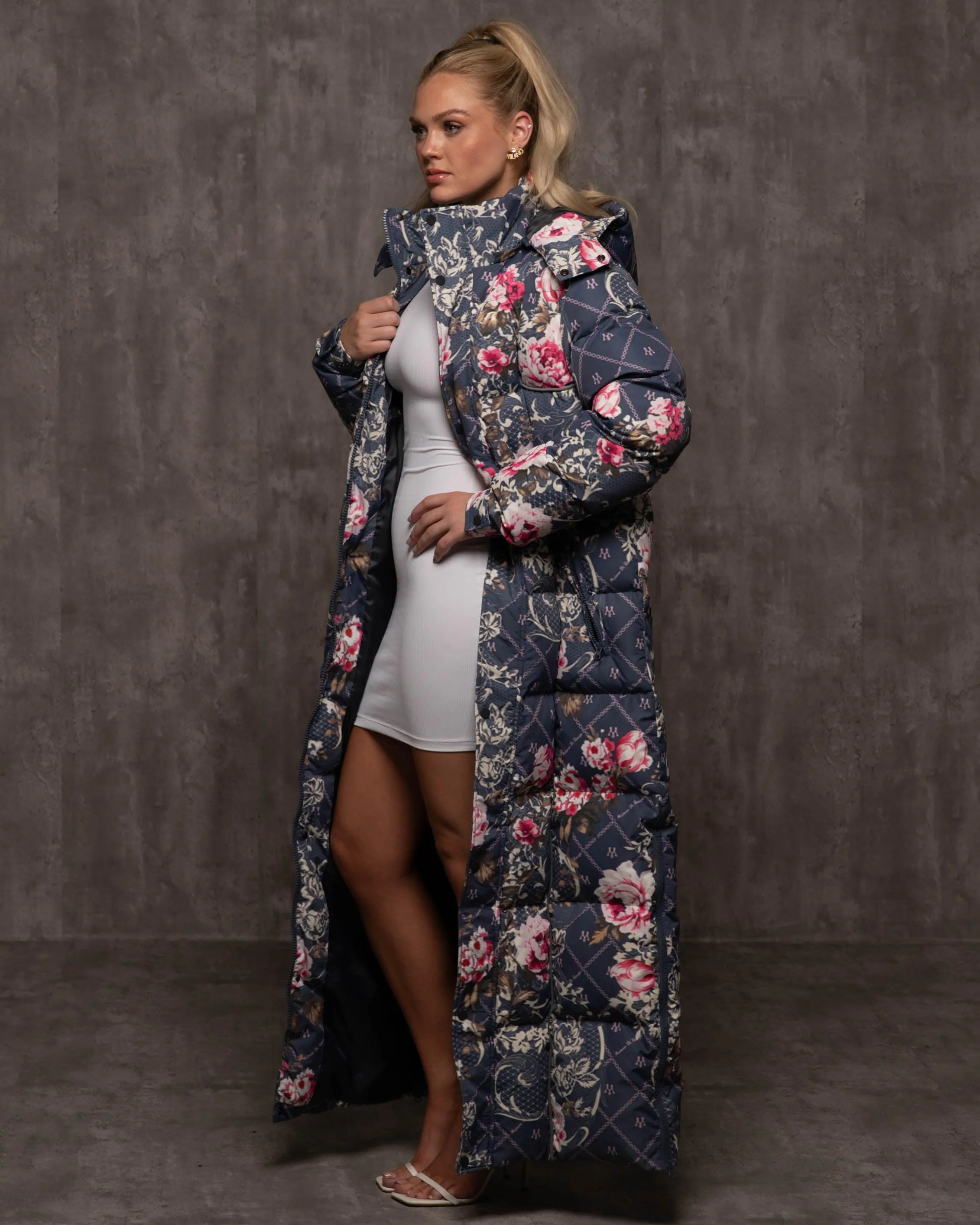 Jacquard Burr Puffer Coat