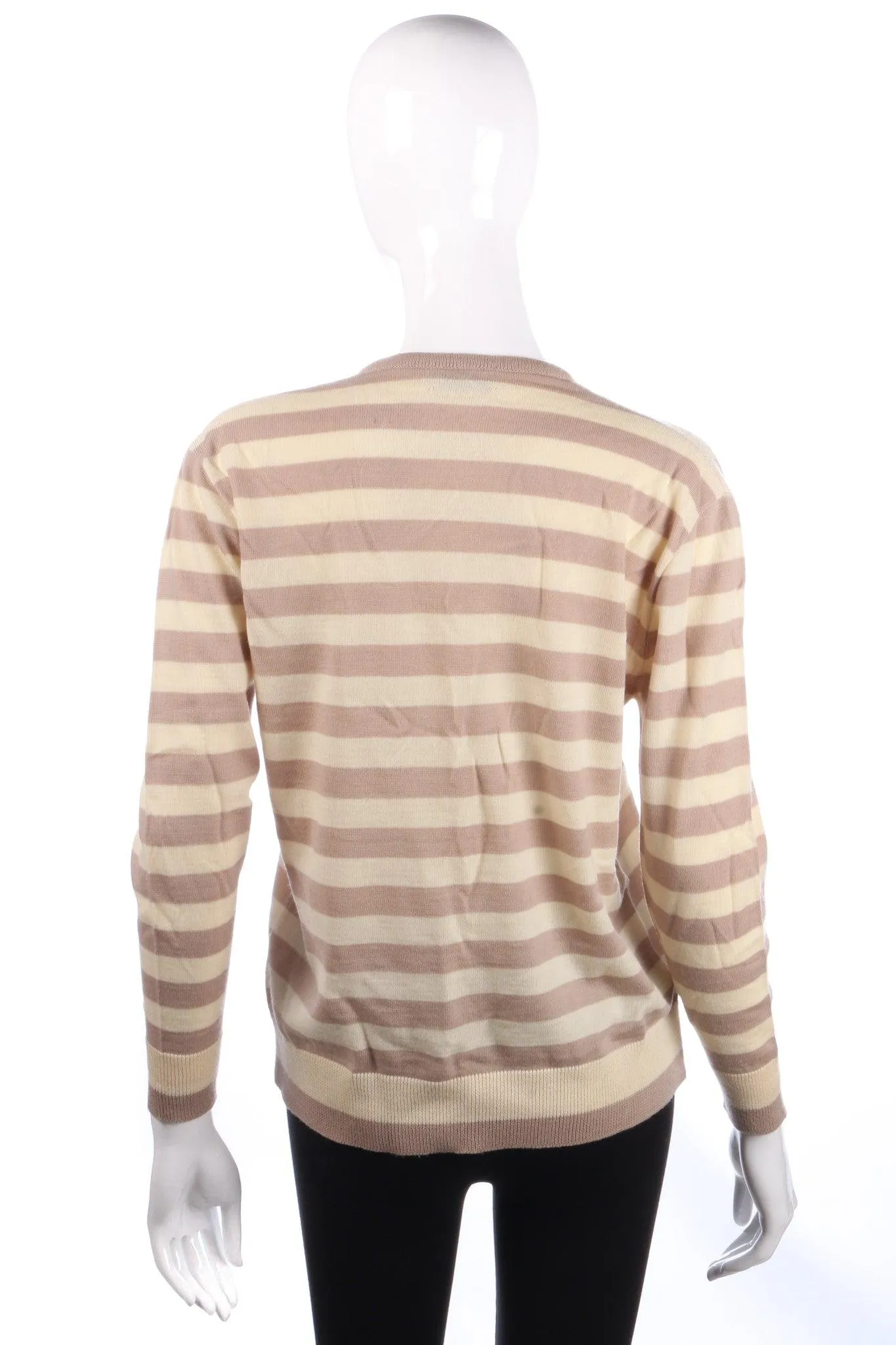 Jaeger cream and brown striped jumper size M