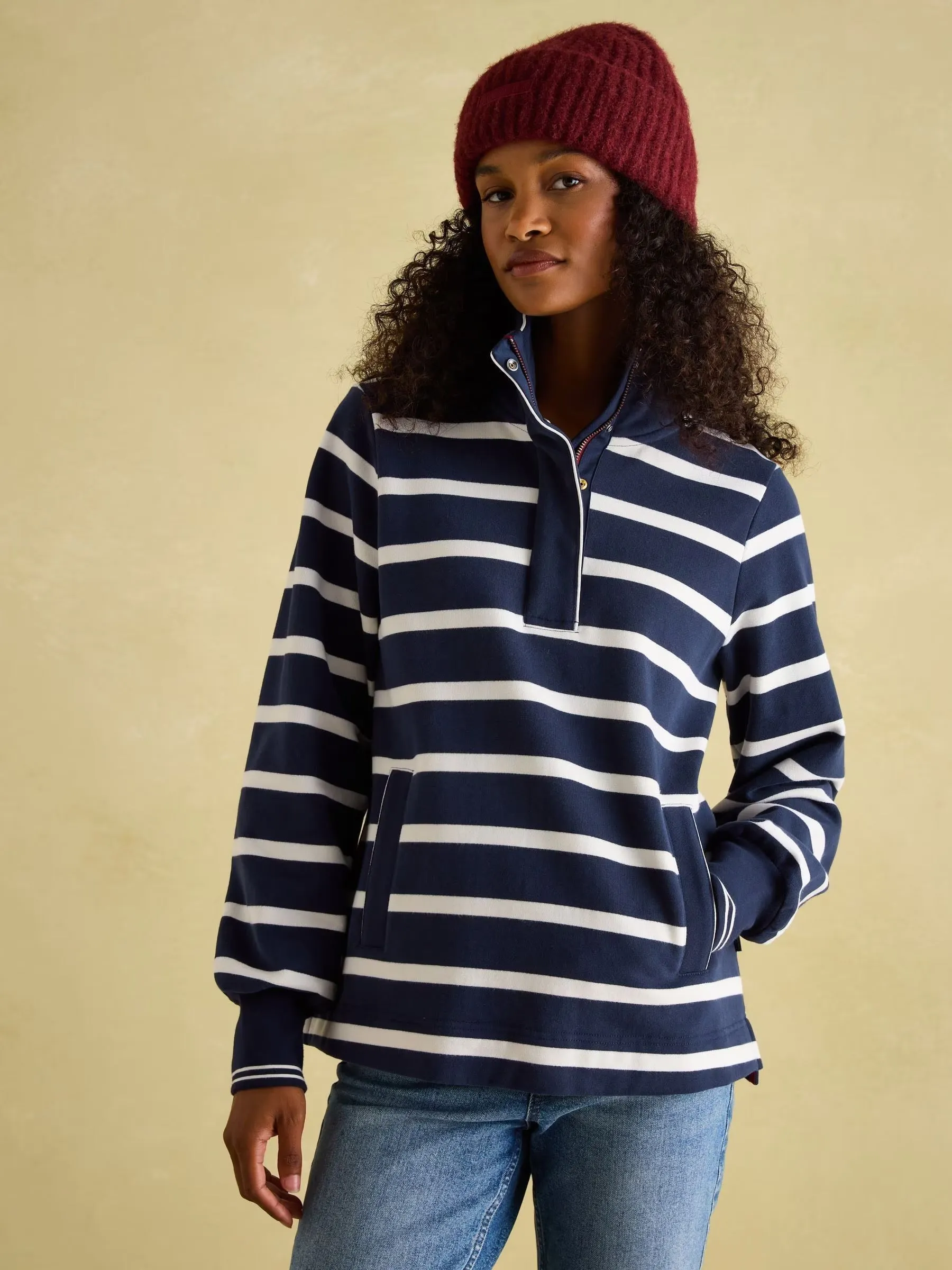 Joules Burnham Navy Blue Funnel Neck Quarter Zip Sweatshirt