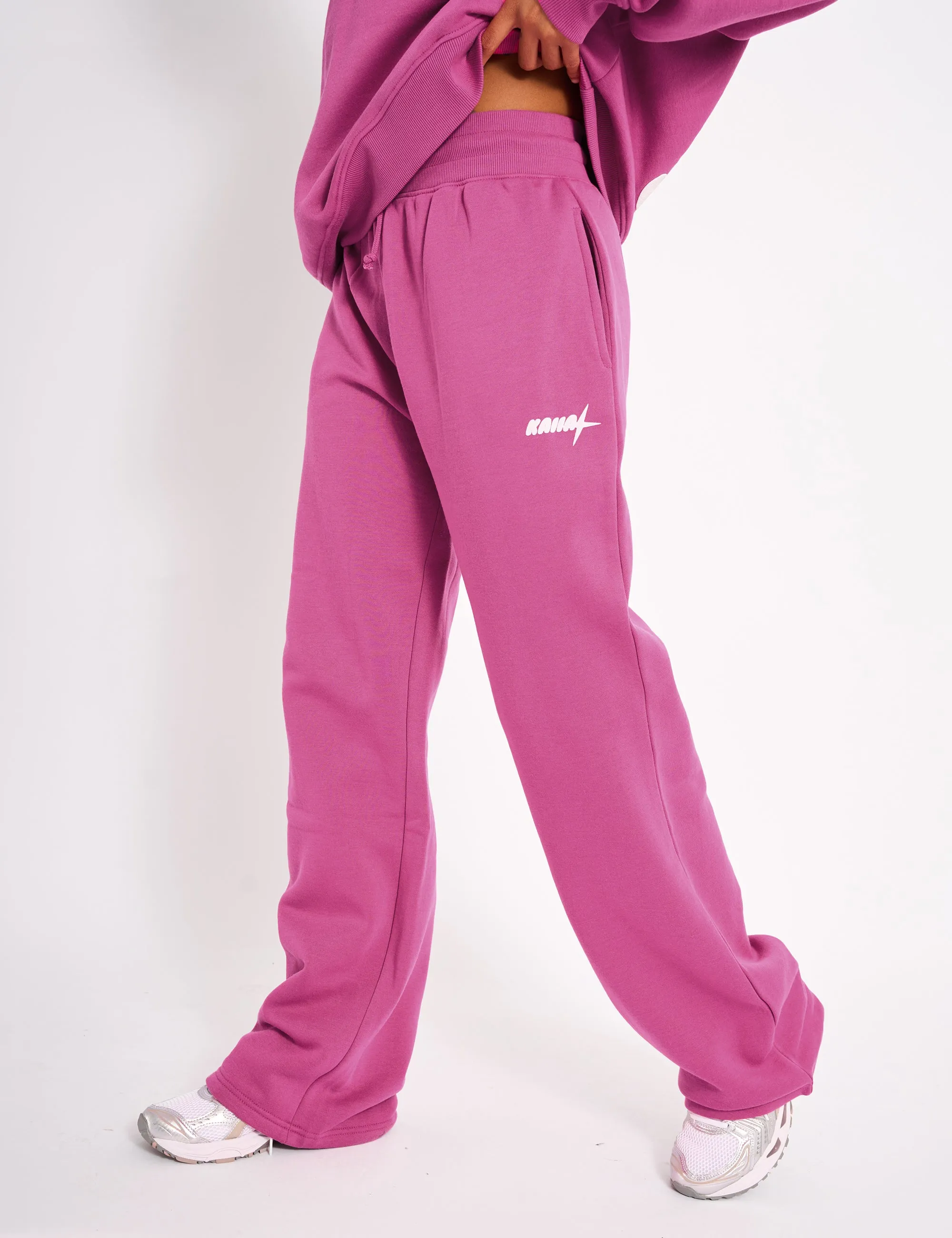 Kaiia Star Wide Leg Joggers Hot Pink