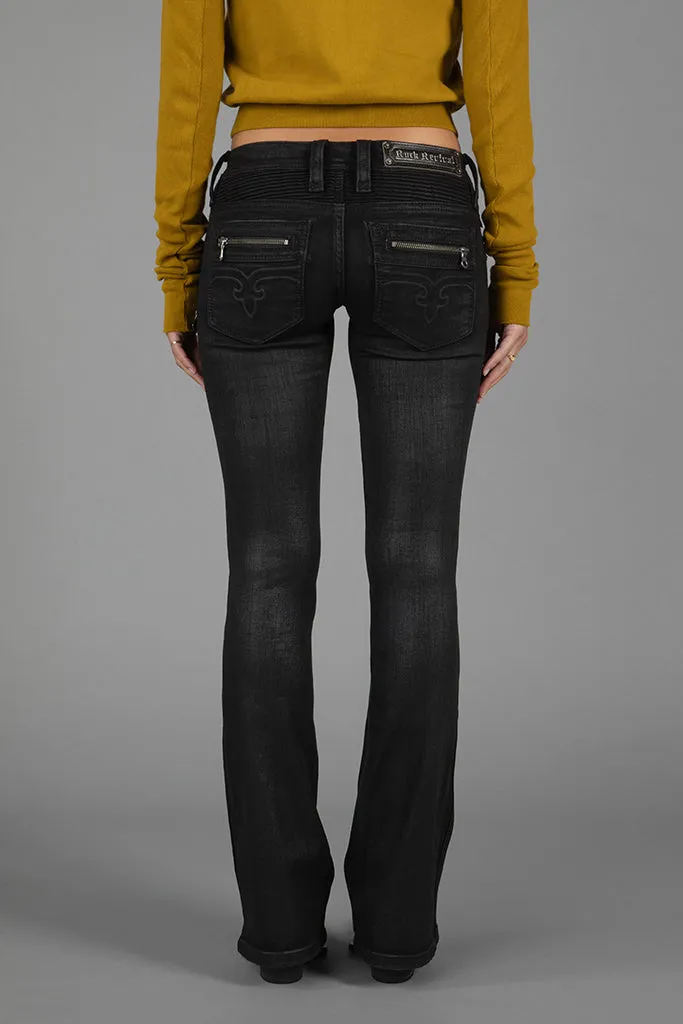 KAMIL SUPER LOW-RISE MOTO BOOTCUT JEANS