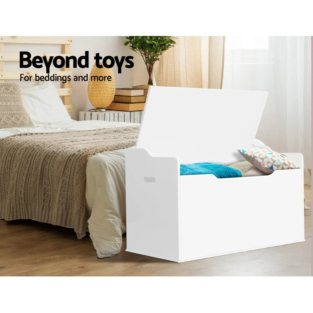 Kids Storage Bench & Toy Box, Durable MDF, White – Keezi