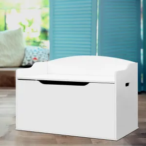 Kids Storage Bench & Toy Box, Durable MDF, White – Keezi