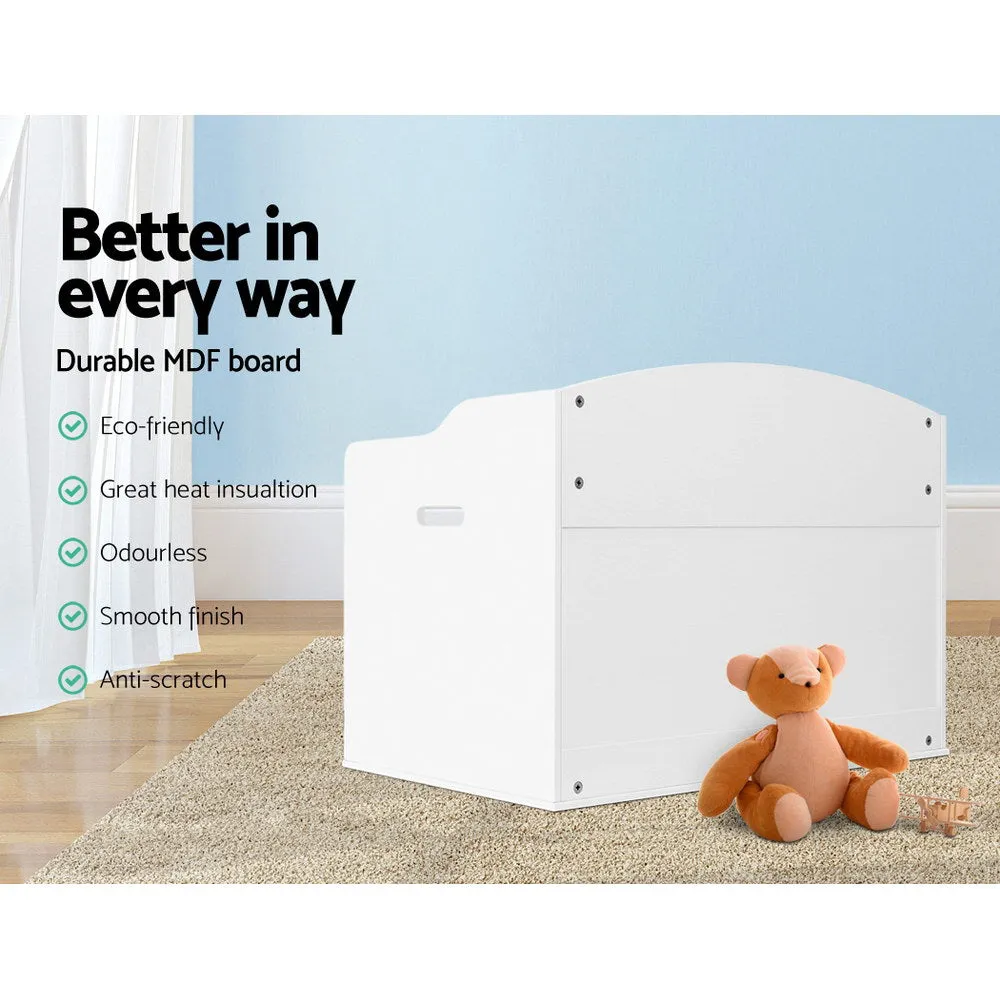 Kids Storage Bench & Toy Box, Durable MDF, White – Keezi