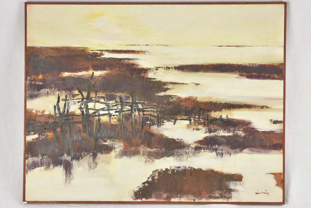 Landscape painting of La Camargue. Michel Trinquier (1931 - ) 35¾" x 46½"