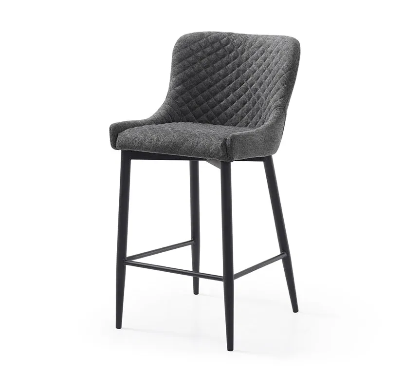 London Bar Stool Grey Fabric