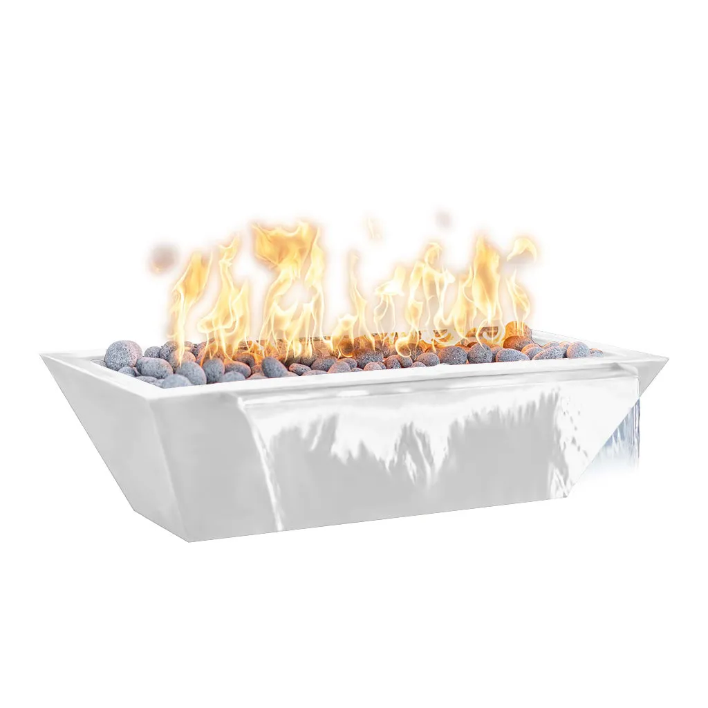 Maya 48" Linear Fire and Water Bowl, Powder Coated Metal - Pool Feature