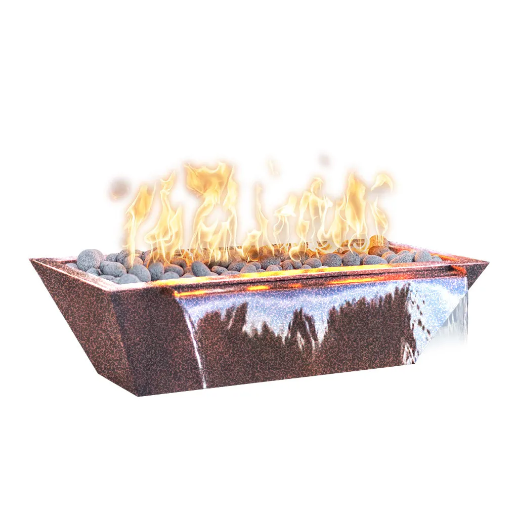 Maya 72" Linear Fire and Water Bowl, Powder Coated Metal - Pool Feature