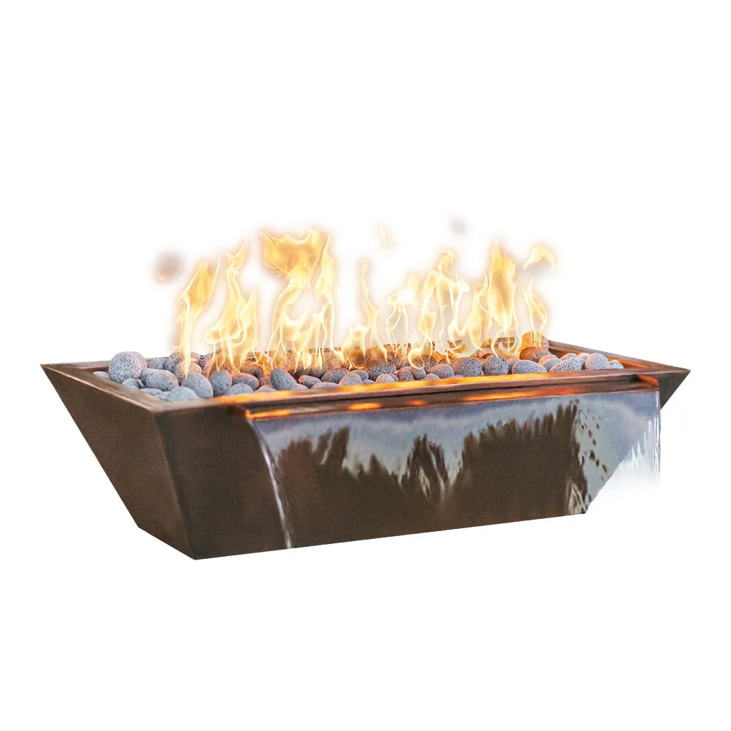 Maya 72" Linear Fire and Water Bowl, Powder Coated Metal - Pool Feature