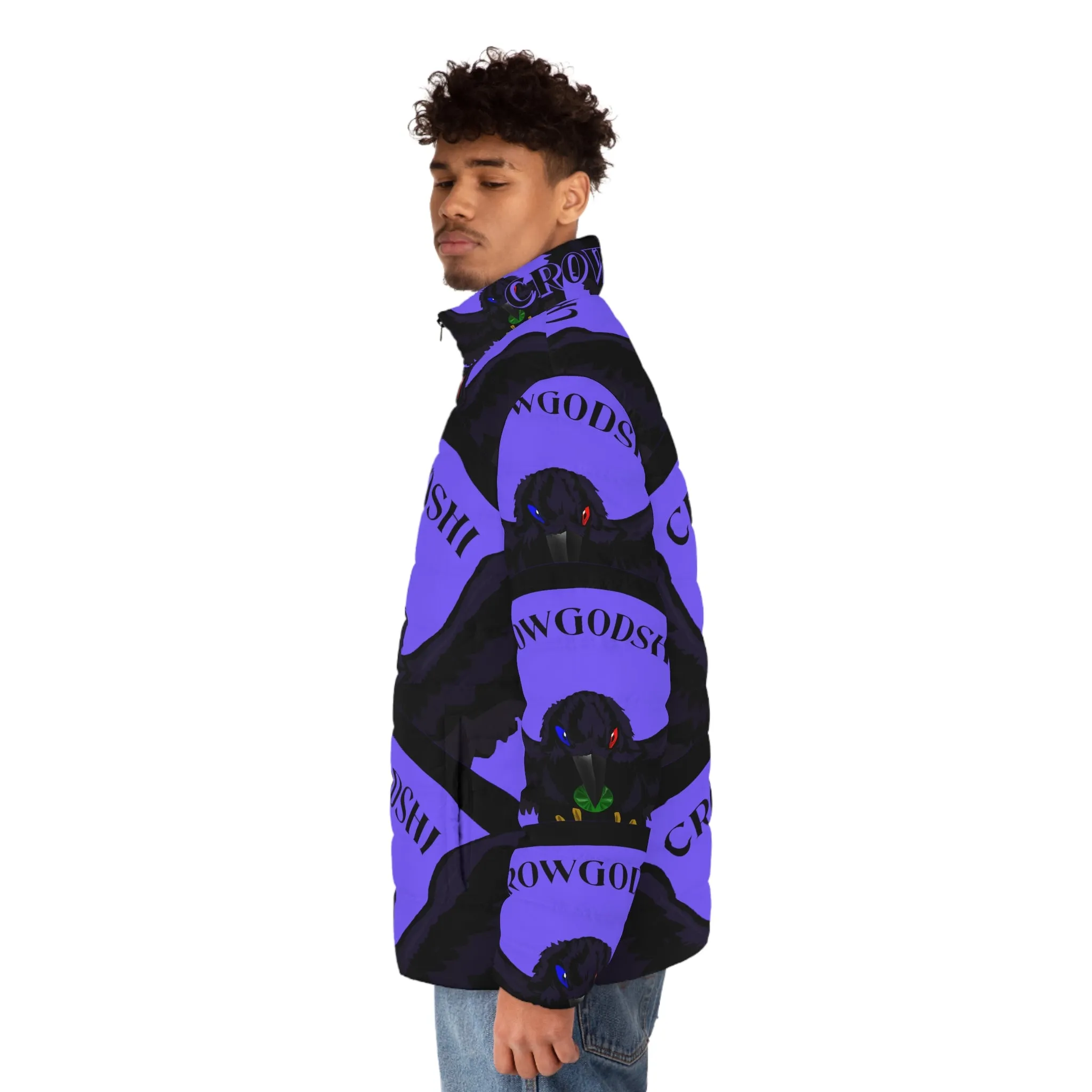 Men's Special Edition Crowgodshi Puffer Jacket, PURPLE LOGO