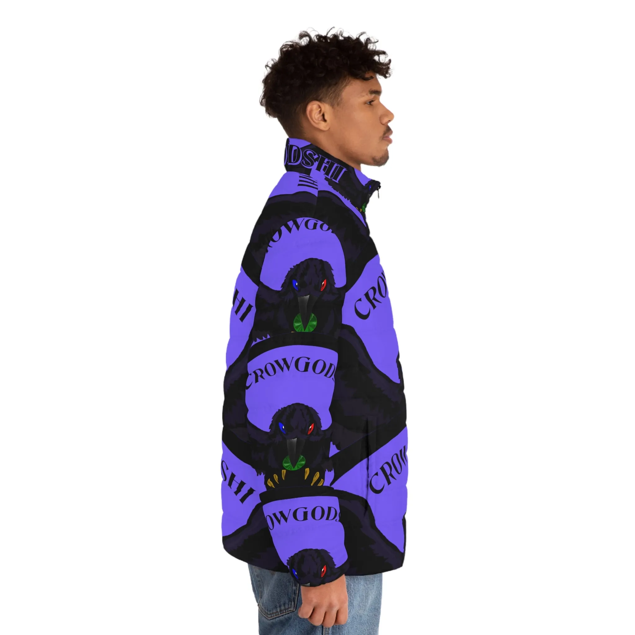 Men's Special Edition Crowgodshi Puffer Jacket, PURPLE LOGO