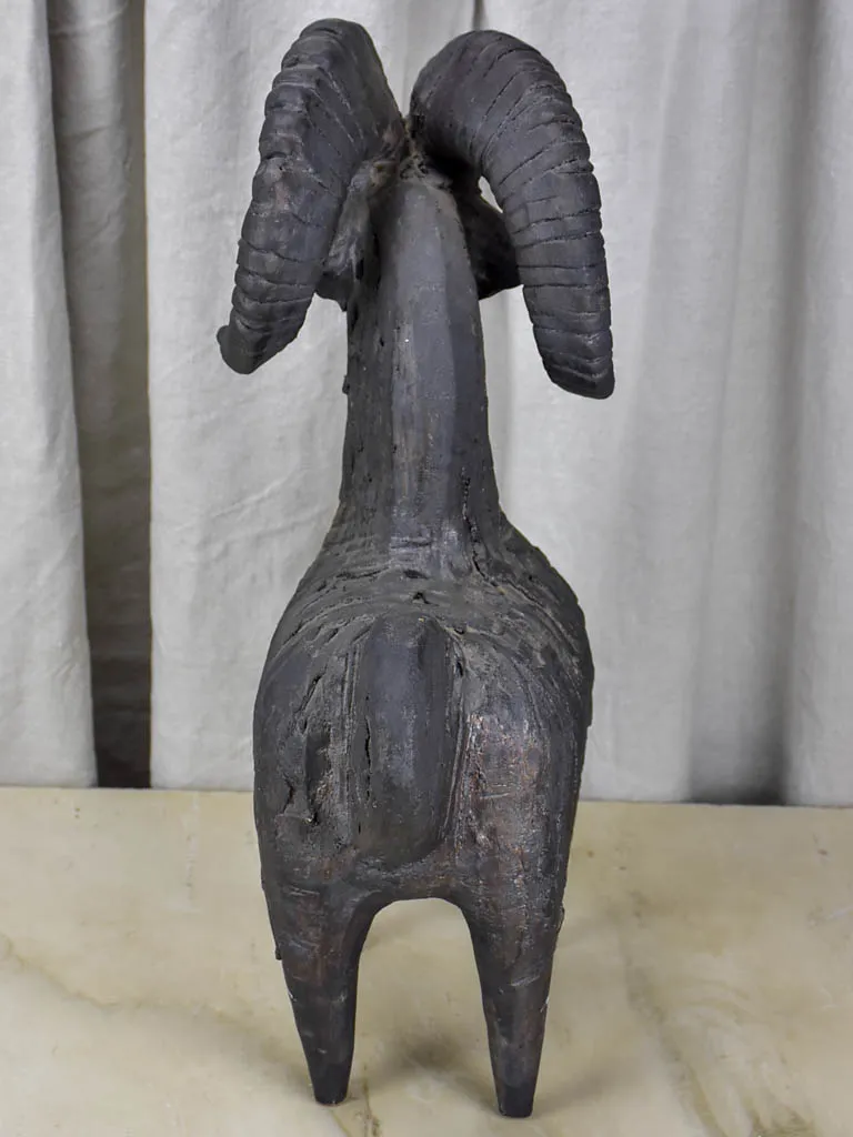 Modern clay sculpture of a ram - Dominique Pouchain