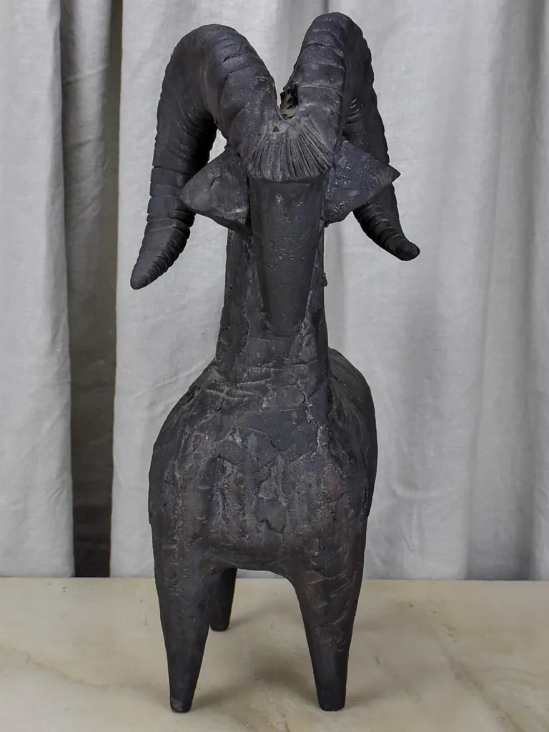 Modern clay sculpture of a ram - Dominique Pouchain