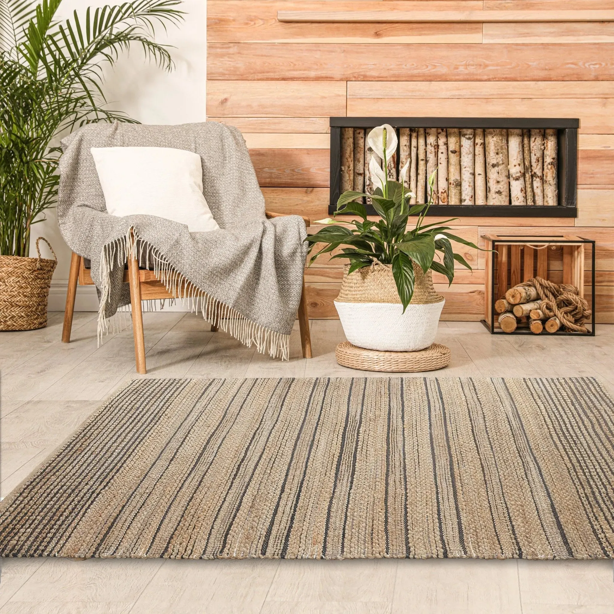 Natural Fiber Lr03387 Tan/Black Rug