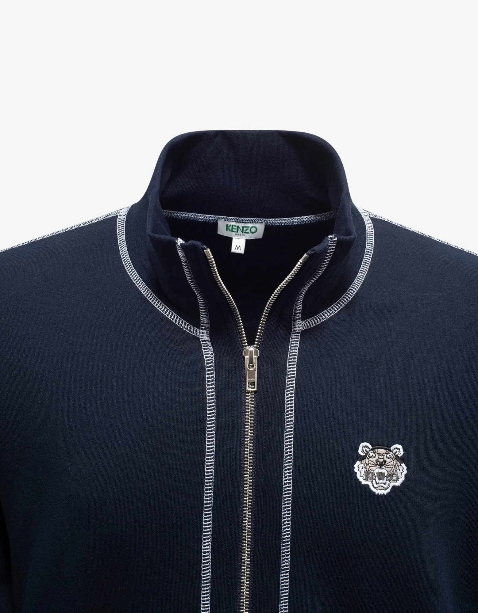 Navy Blue Tiger Crest Zip Track Jacket