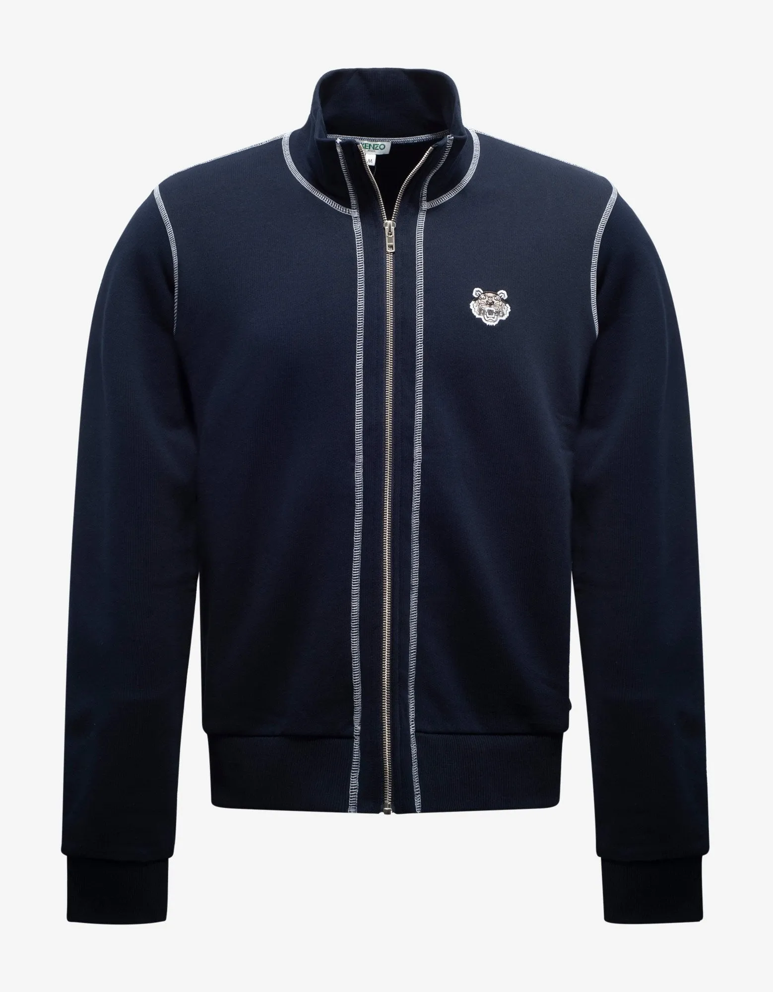 Navy Blue Tiger Crest Zip Track Jacket