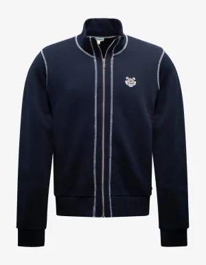 Navy Blue Tiger Crest Zip Track Jacket