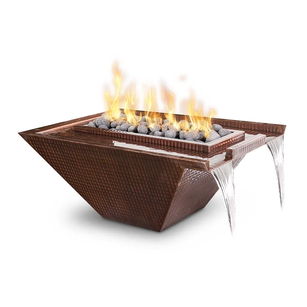 Nile Rectangular Fire and Water Bowl, Hammered Copper- Pool Feature