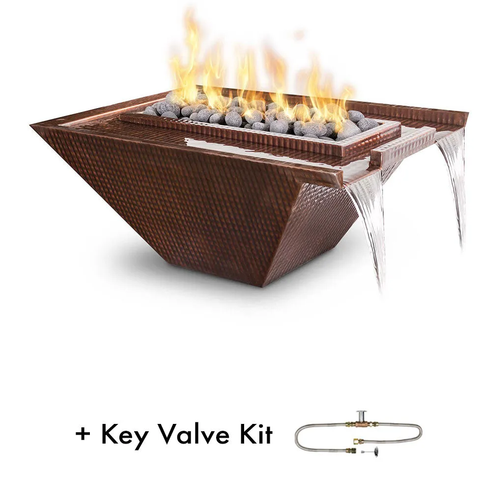 Nile Rectangular Fire and Water Bowl, Hammered Copper- Pool Feature