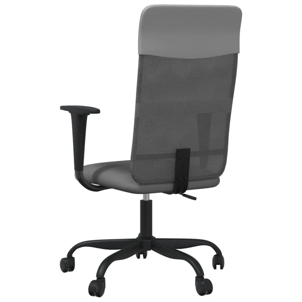 Office Chair Height Adjustable Grey Mesh Fabric and Faux Leather