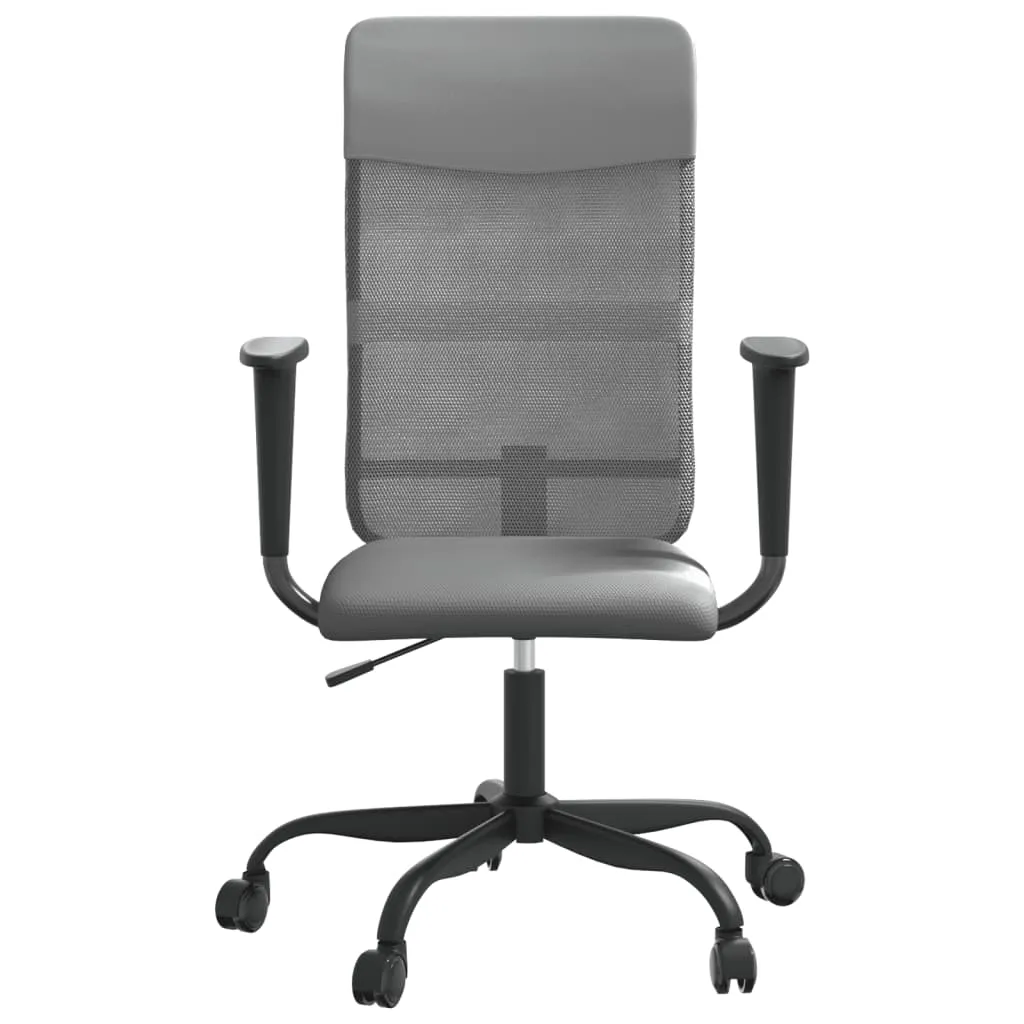 Office Chair Height Adjustable Grey Mesh Fabric and Faux Leather