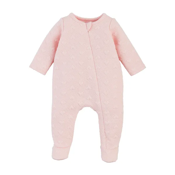 QUILTED HEART SLEEPER- PINK 0-3M