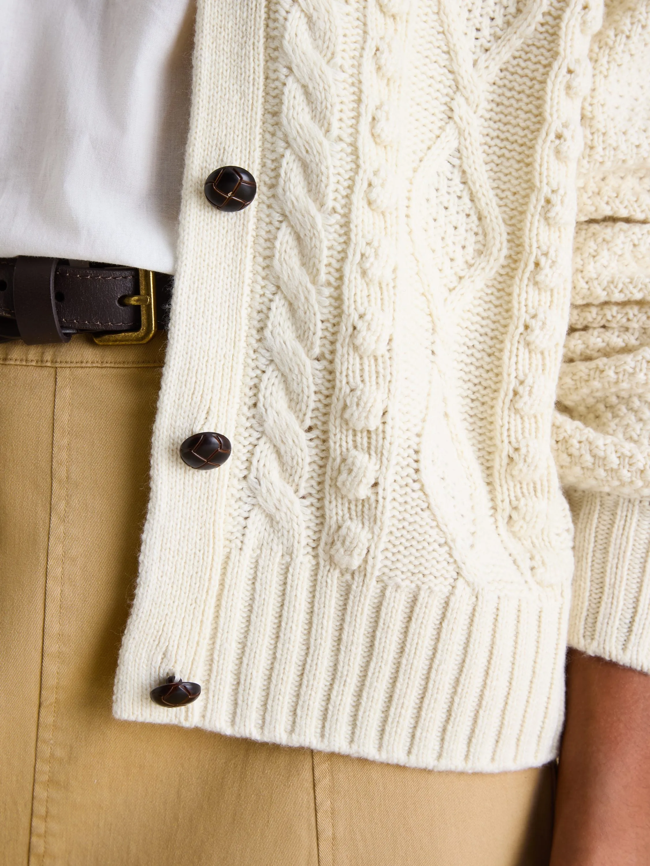 Rafferty Cream Cable Knit Cardigan