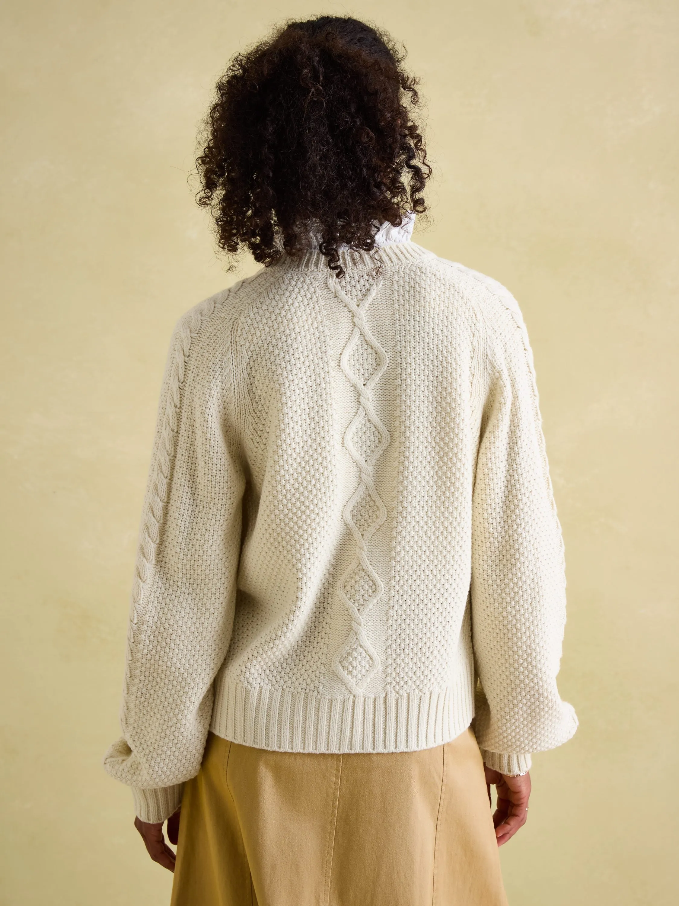 Rafferty Cream Cable Knit Cardigan