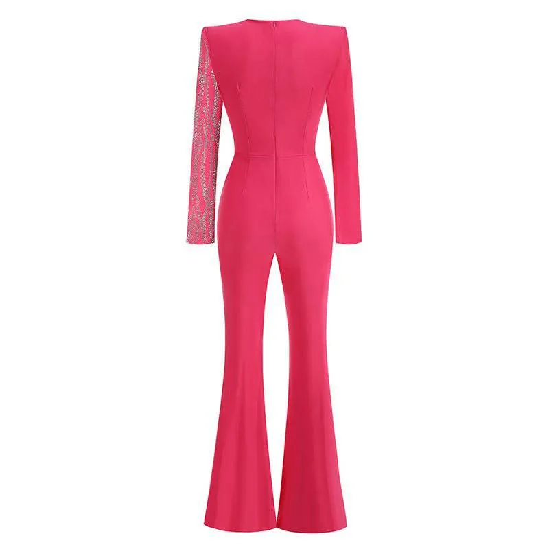 Sheila Long Sleeves Rhinestone Jumpsuit