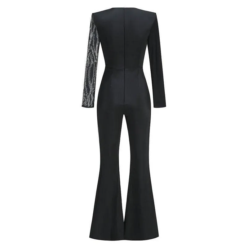 Sheila Long Sleeves Rhinestone Jumpsuit