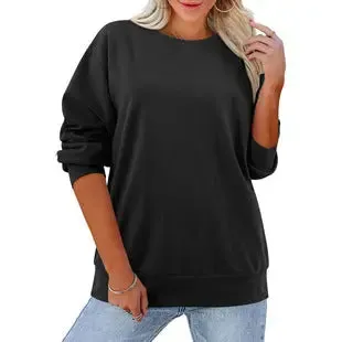 Solid Color Textured Round Neck Sweater