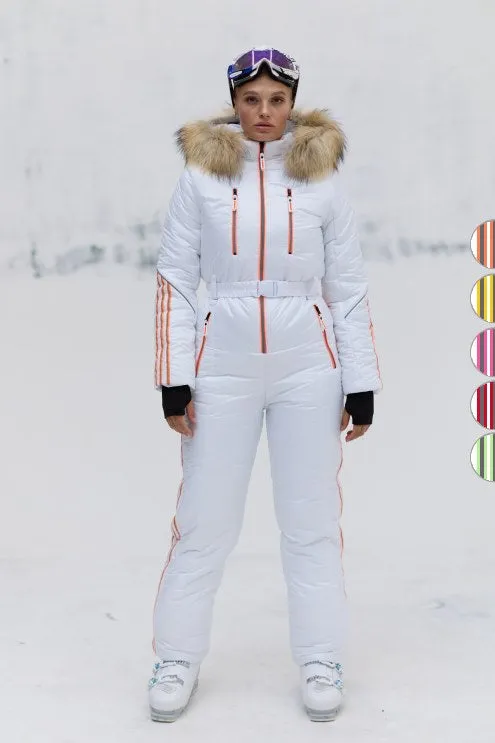 Sports Winter Jumpsuit With Reflective Stripes Warm Winter Wear For Outdoor Activities