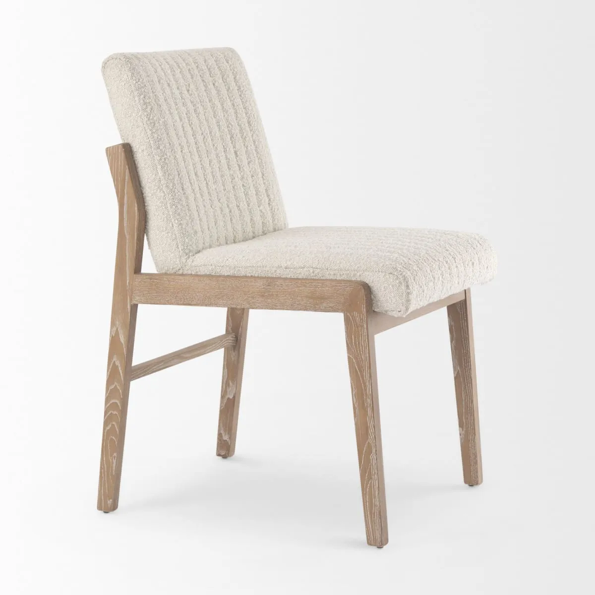 Tahoe Dining Chair Cream Bouclé Fabric | Light Brown Wood | Armless