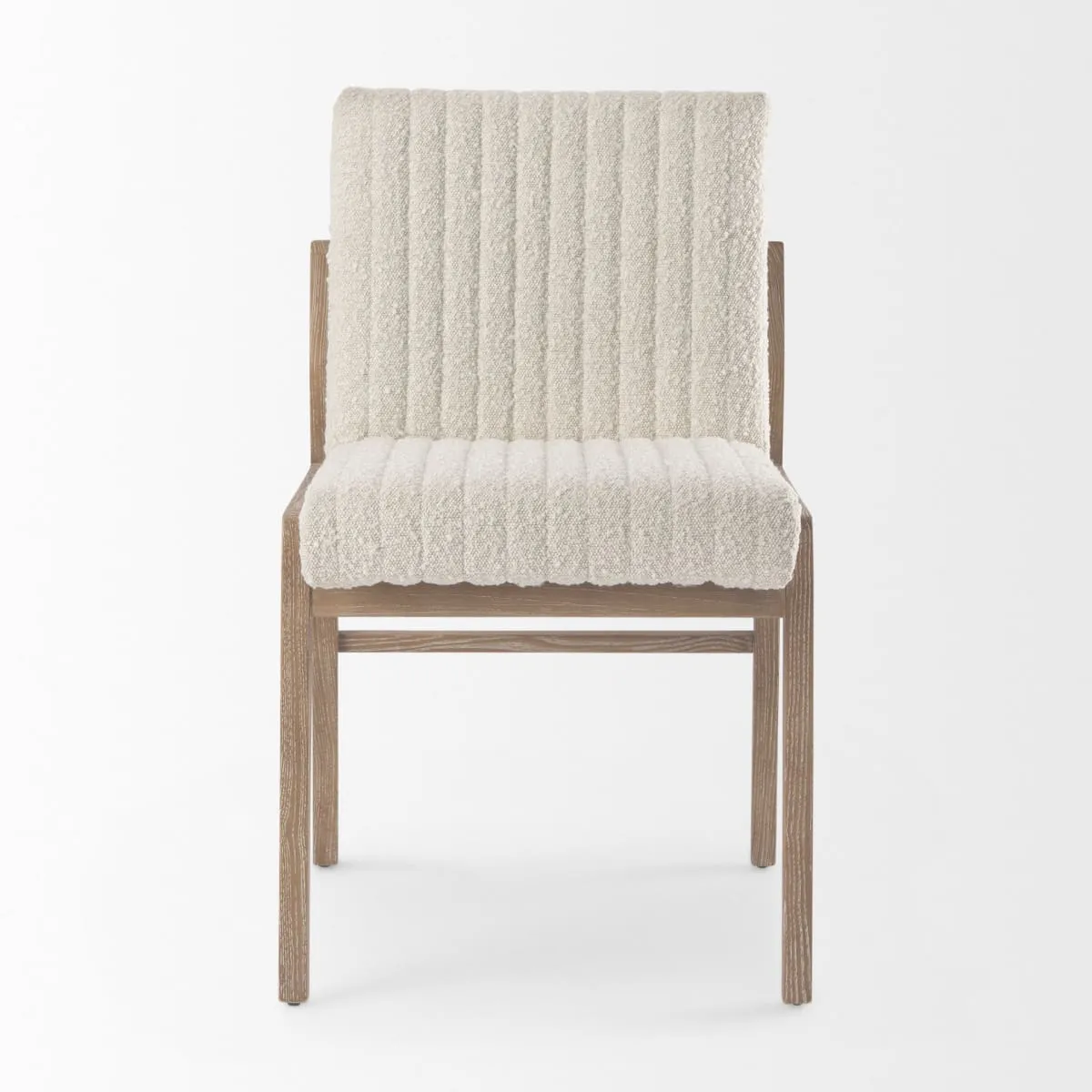 Tahoe Dining Chair Cream Bouclé Fabric | Light Brown Wood | Armless