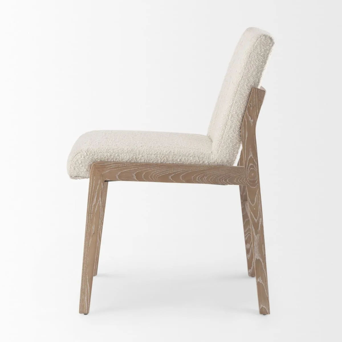 Tahoe Dining Chair Cream Bouclé Fabric | Light Brown Wood | Armless