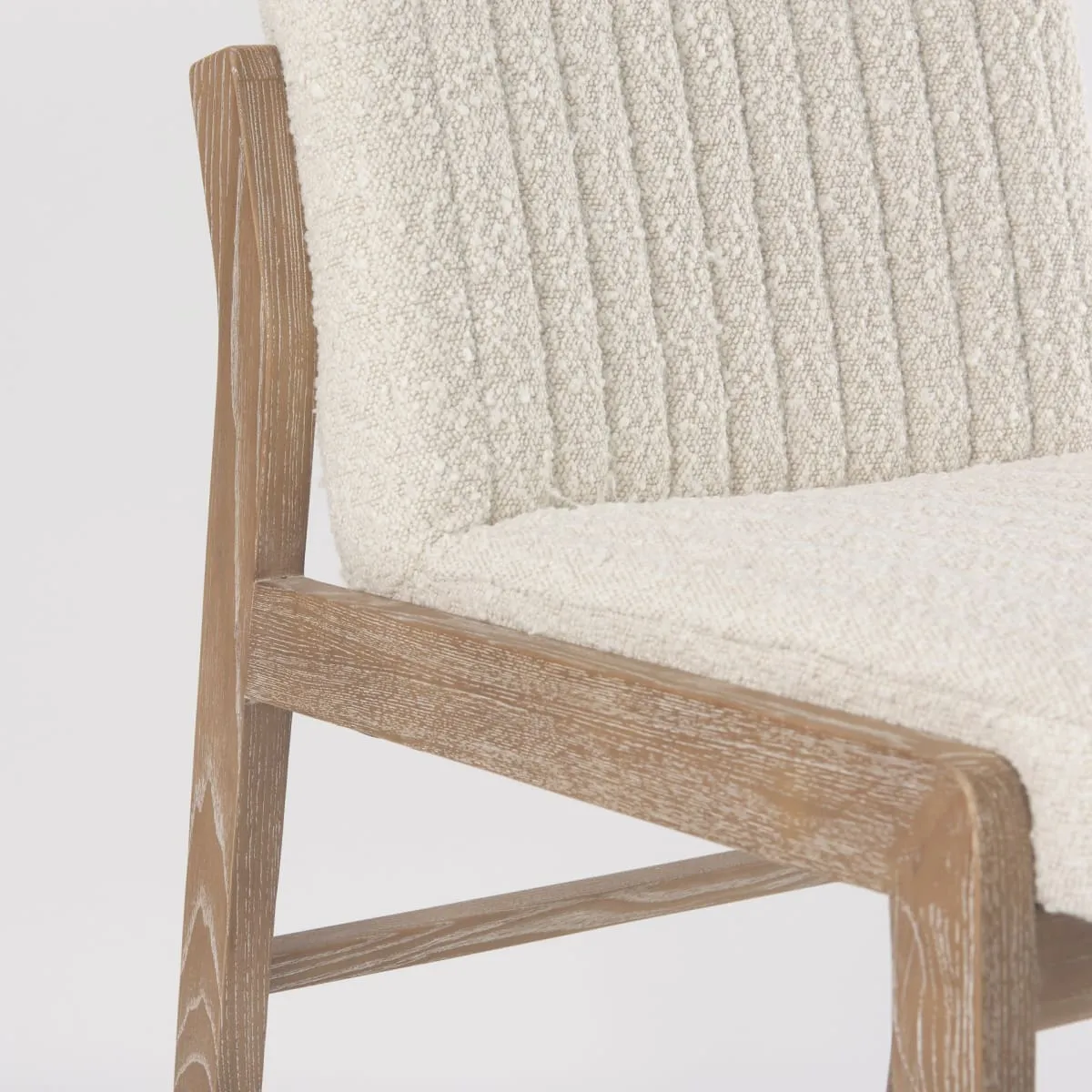 Tahoe Dining Chair Cream Bouclé Fabric | Light Brown Wood | Armless