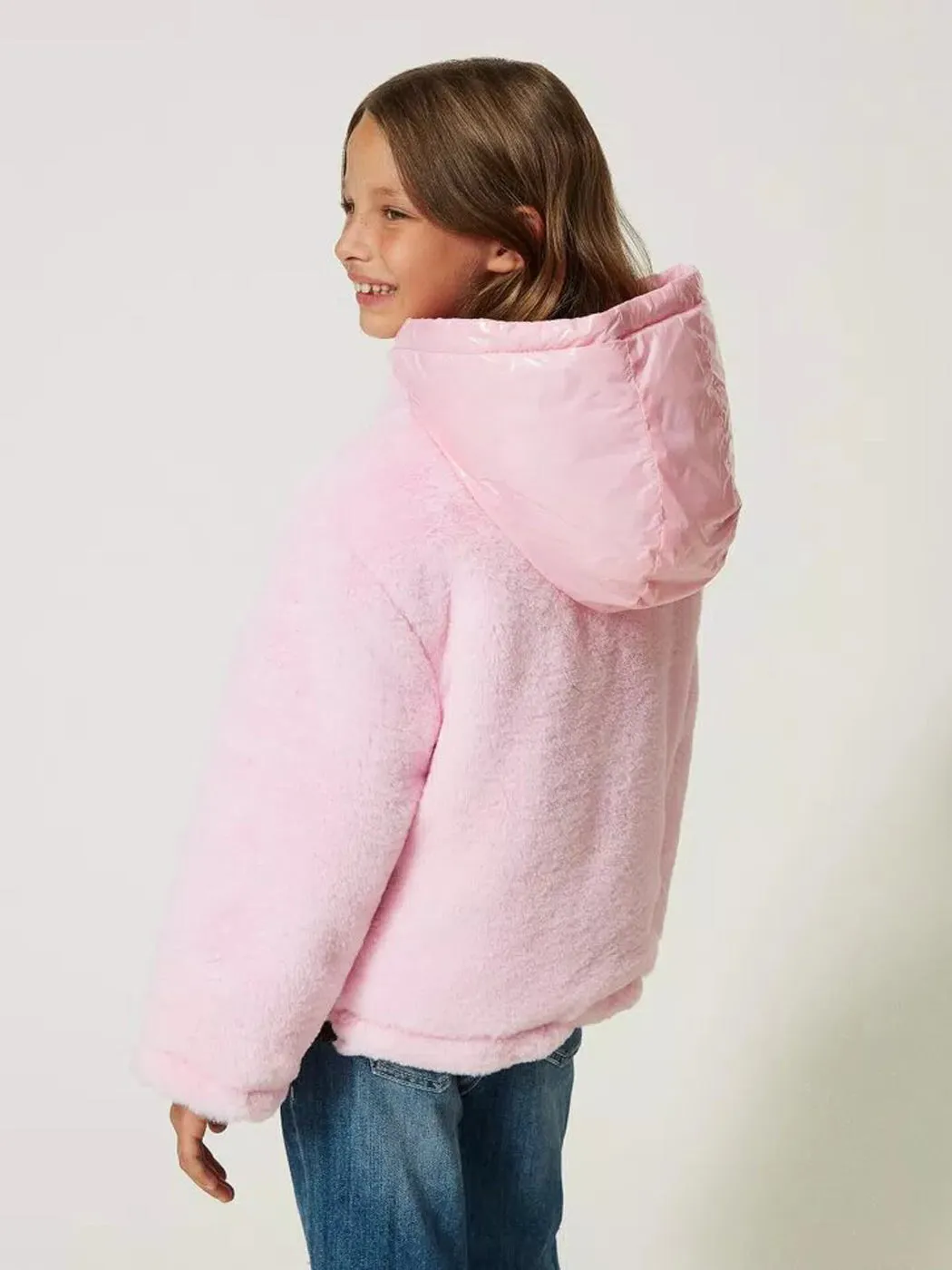 TWINSET Reversible puffer jacket with faux fur - 232GJ2130 Pink