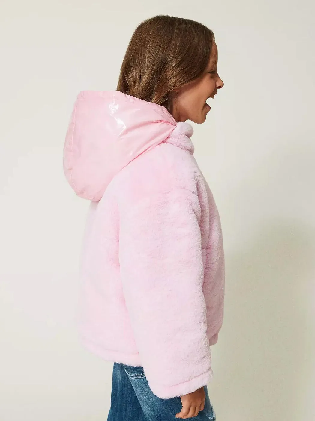 TWINSET Reversible puffer jacket with faux fur - 232GJ2130 Pink