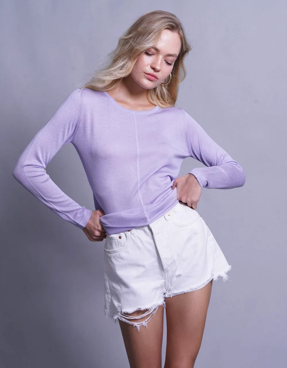 Ultrafine Short Sweater in Lila Blush