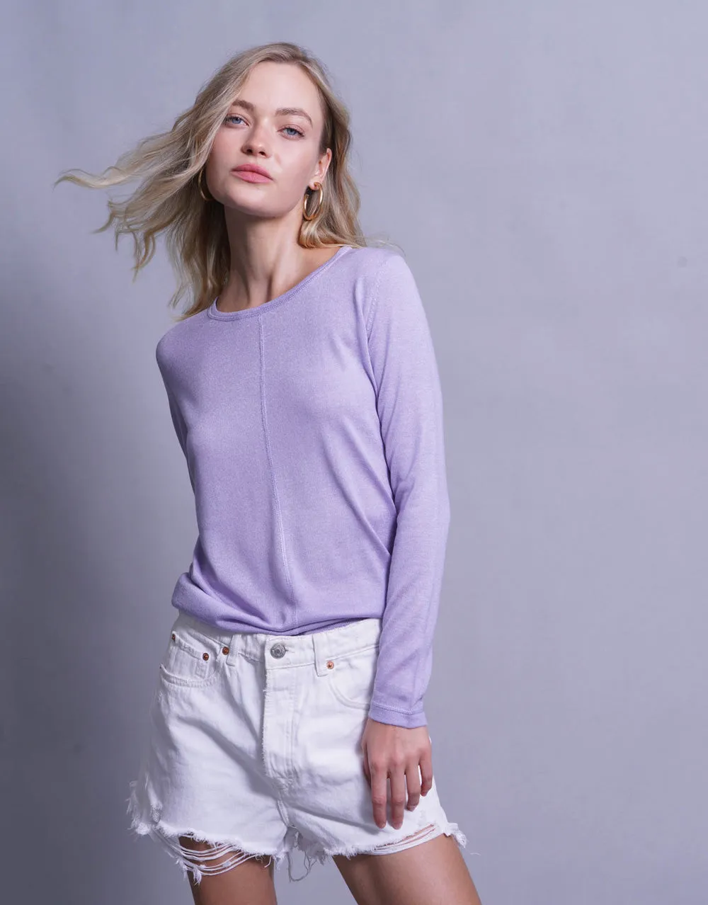 Ultrafine Short Sweater in Lila Blush