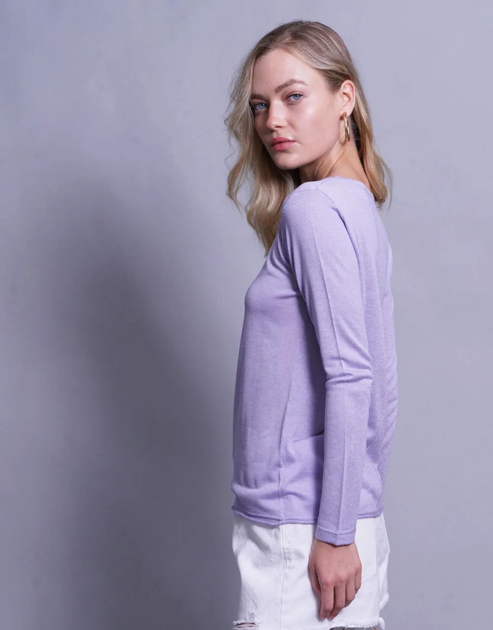 Ultrafine Short Sweater in Lila Blush