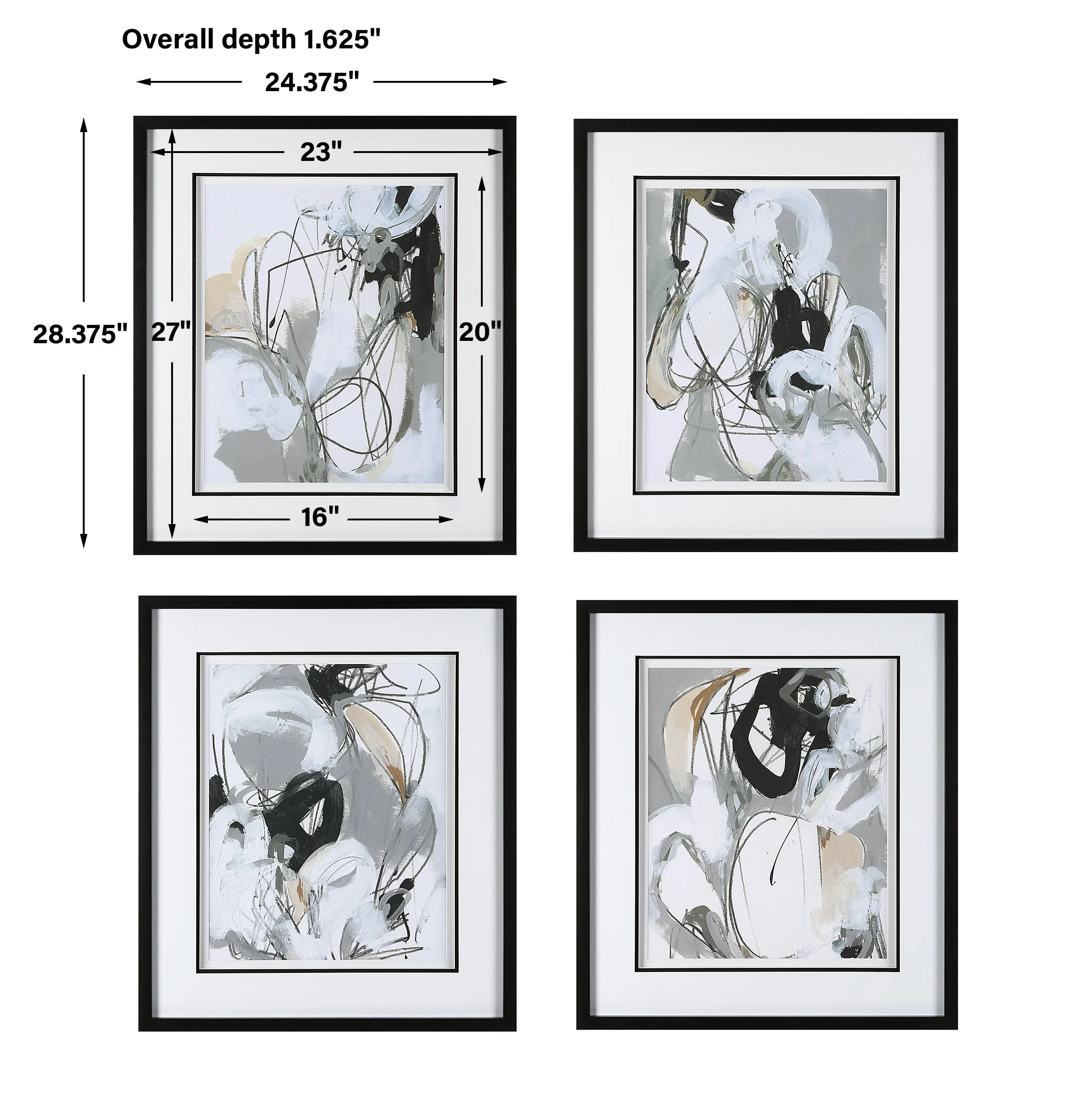 Uttermost Tangled Threads Abstract Framed Prints, S/4