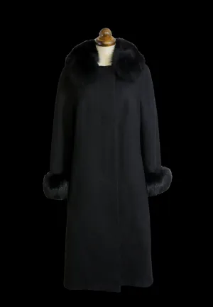 Vintage 1960s Black Wool Princess coat