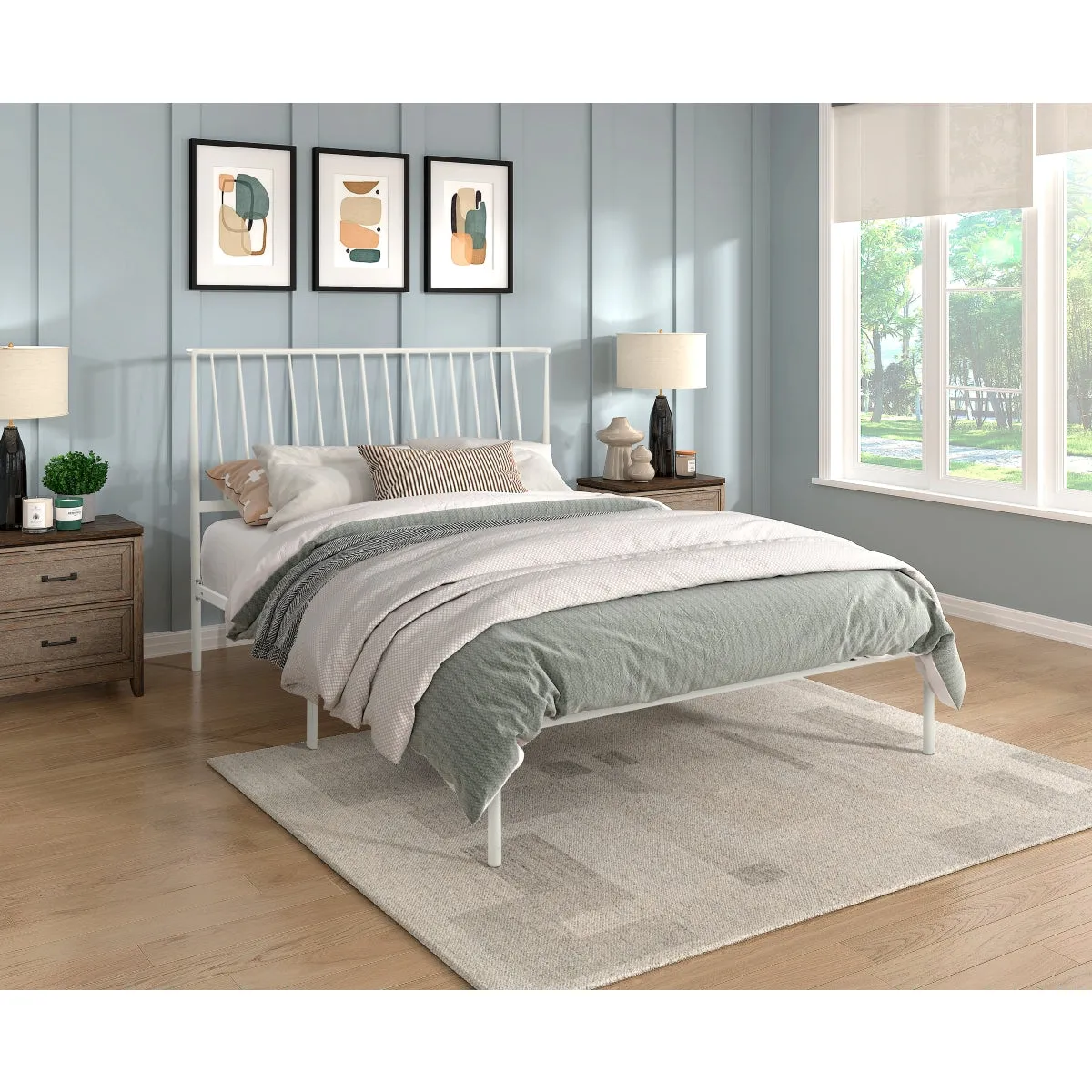 White Queen Platform Bed - Modern Design, Affordable Price